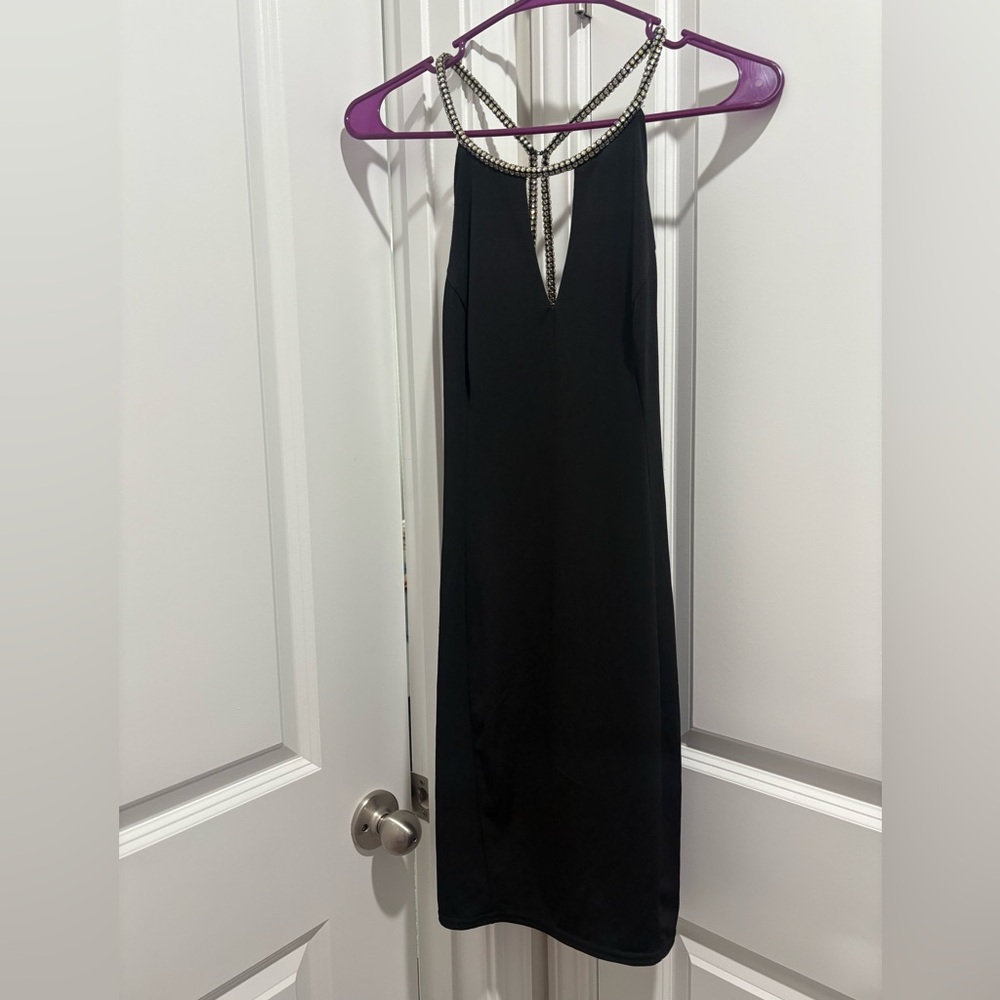 Ark & Co Black Halter Sheath Dress